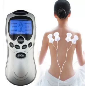 8 Modes Digital Electric Pulse Therapy Body Massage Machine Relax Stiff Muscle Pain Relief Stimulator Massager with 8Pcs Gel Skin Adhesive Snap Electrode Pads