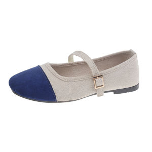 Free Shipping 2026 Spring And Autumn New WomenS Shoes With A Single Strap Versatile Square Toe Shallow Mouth Color-Block Flat Shoes