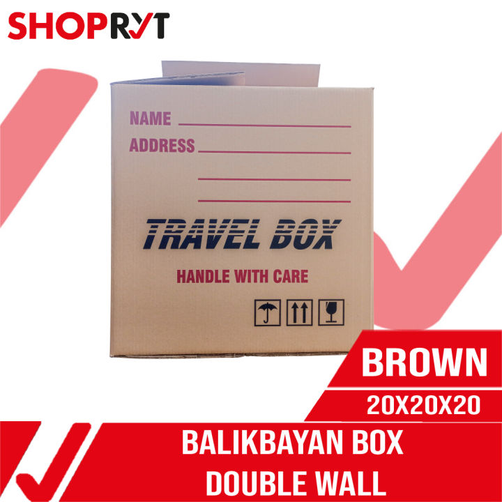 ShopRYT Balikbayan Box Travel Box Corrugated Double Wall 20x20x20 inches Brown
