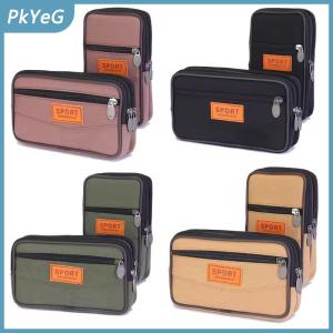 PkYeG Ví Ví Hai Lớp Người Đàn Ông Điện Thoại Túi Vành Đai Pouch Ngang Điện Thoại Di Động Pouch Vải Người Đàn Ông Giản Dị Eo Gói Thể Thao Ngoài Trời