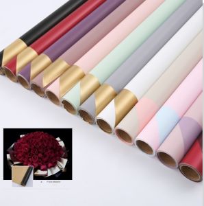 [5 LEMBAR] Flower Wrapping Waterproof Paper Cellophane Kertas Buket Bunga Gold - EMYAE