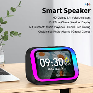 TF26 BOX Lntelligent Large-Screen Bluetooth Clock with Bluetooth Screen Temperature Display Control Table Speaker FM Bedroom Office Decor
