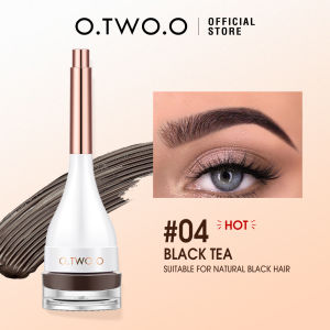 O.TWO.O Waterproof Eyebrow Cream & Powder Gel Pomade with Brush Eyeliner Smudge-Proof High Pigment Lasting Multi-Uses Brow Stamp Styling