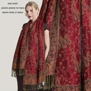 Thick Cotton Cashew Pashmina Shawl Soft Jacquard Printed Shawl Tassel Headscarf Muslim Women Ethnic
