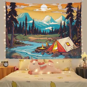 a Perkhemahan Bera R Kain Latar Belakang Sisi Katil Anime Asrama Pelajar Kain Perhiasan Bilik Tidur Kain Gantung Bilik Tidur