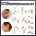 Jstyle 14Pcs Stainless Steel Stud Earrings Set for Women Men Star Moon Snake 16G Cartilage Earrings Set Hypollergenic Screw Back Earrings Helix Piercing Jewelry. 
