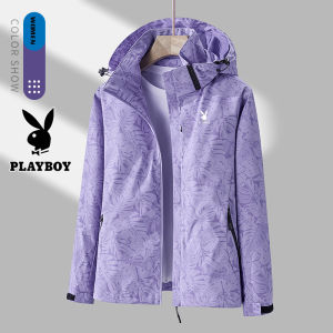 PLAYBOY Popular Men and Women with Camouflage Custom Couple Coat Hooded Outdoor Mountaineering Thin Waterproof Travel Coat