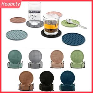 Heabety Miếng lót cốc hình tròn miếng lót cốc đồ uống cà phê bằng silicon phụ kiện nhà bếp