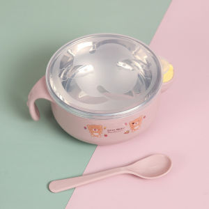 Baby Stainless Steel Bowl Food Bowl Kids Insulated Bowl Double Insulated Tableware Handle Anti-scald  Mangkuk Bayi