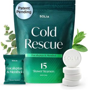 Solia Congestion Eucalyptus & Menthol Natural Shower Steamers - Patent-Pending - Real Essential Oil Menthol Tablets Spa Steamers Aromatherapy 7-Pack
