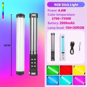 RGB Magnetic Attachment Design LED Light Stick Full‑Color Photography Light Wand with Music Rhythm Mode Rechargeable Selfie Fill Light