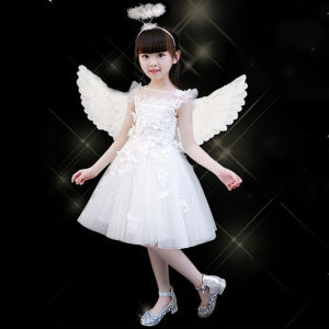 Pomely [COD&Local] Cosplay Angel Wings Halo and Fairy Wand for Kids Angel Costume Feather Wingsare Halloween Christmas Eve