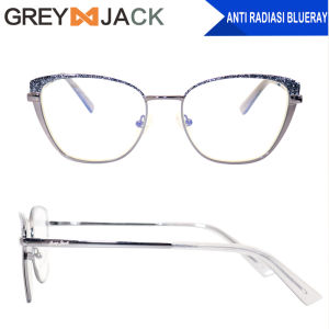 Grey Jack Kacamata Antiradiasi Blueray Metal Korean Style Cat Eye Clasic Fashion Wanita Kekinian 6066