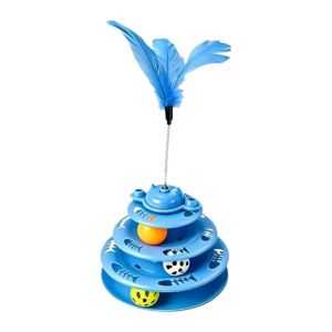 CHARRISSA Multi Layer Cat Track Ball Toy Rotating Ball Anti Slip Base Cat Turntable Toy Flexibility Track Design Interactive Cat Toy Kitten Entertainment