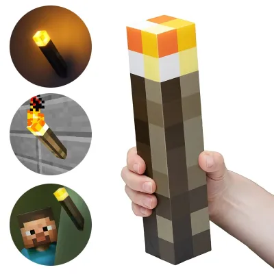 Minecraft Lamp 4 Color Torch Light-up Wall Torch Lamp Rechargeable Night Lamp Hand Held & Wall Mountable Table Light Costume Cosplay Nightstand Lamp for Room Decor for Boys
