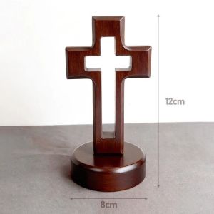 Allieuka Solid Wood Crucifix Cross Hanging Wall Mount Hook Statue Pendant Religious Decor Christian Prayer
