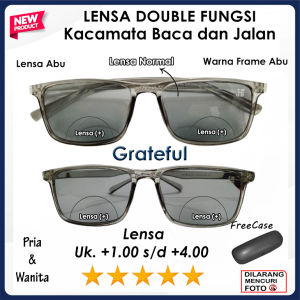 FREE CASE - Kacamata Baca Plus Frame Abu Bening Ready Ukuran +0.50 sampai +4.00 Full Rabun Dekat Cocok Untuk Pria Wanita Orangtua Dewasa  - TERMURAH