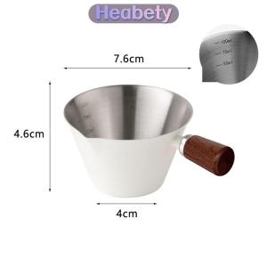 Heabety Cốc đong espresso cốc uống espresso cỡ nhỏ có tay cầm phụ kiện quầy bar cà phê mini có vòi hình chữ V