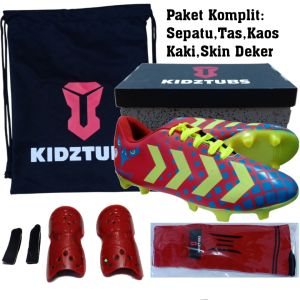 KIDZTUBS Sepatu Bola Anak Paket Komplit Sepatu Bola Tas Skin Deker Kaos Kaki Usia 6-10 Tahun Size 28 29 30 31 32 33 34 35 36 37 KDZ1750011425
