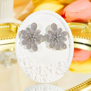 Sequito phụ nữ thanh lịch trang sức tai Pave thiết lập đỏ trắng aaaaa đá Cubic Zirconia vàng bạc bữa tiệc đêm hoa khuyên nụ lớn se974