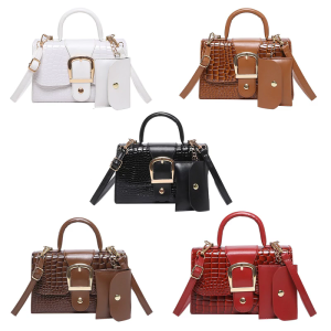 2pcs phong cách hoa văn cá sấu đeo vai mini và túi đeo chéo túi xách da PU cho văn phòng và du lịch thường ngày