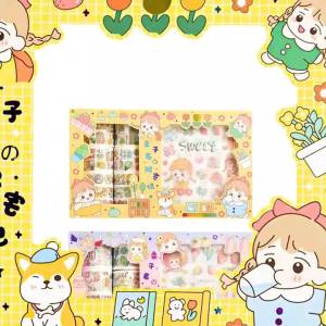 Cute Washi Sticker Gift Set Kawaii Masking Tape Stickers Journal Diary Stationery Set Girl Scrapbooing Sticker Set