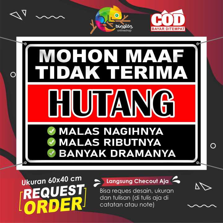 Spanduk Banner Mohon Maaf Tidak Terima Hutang Dilarang Ngutang