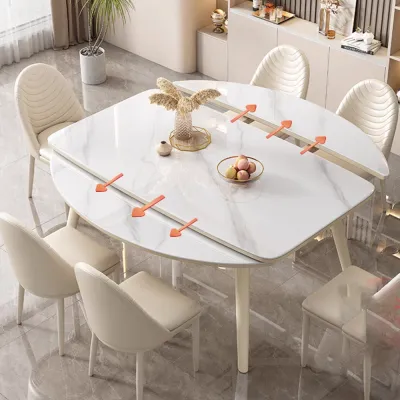 Delacruz Slate Top Round Extendable Dining Table 1.3m 1.4m