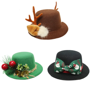 หมวกแนวแจ๊สคริสต์มาสหมวกทรงสูงหมวกชาวประมงน่ารักแนววินเทจเสื้ื้อยืดลายหมวกมายากลอินเทรนด์สำหรับวันครบรอบงานเฉลิมฉลองปาร์ตี้กลางแจ้ง