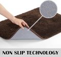 Suchtale Bathroom Rug Non Slip Bath Mat for Bathroom (16 x 24, Brown) Water Absorbent Soft Microfiber Shaggy Bathroom Mat Machine Washable Bath Rug for Bathroom Thick Plush Rugs for Shower. 