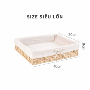 Khay Đựng Đồ Đa Năng Chữ Nhật Có Lót Vải Nơ – Khay Đựng Bánh Kẹo Hoa Quả Decor Nhà Cửa Cao Cấp
