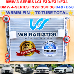 BMW F30 F31 F34 LCI 3-SERIES / F32 F33 4-SERIES B48 B58 (22mm)Size Ketebalan W5MM-FIN 70 TUBE TOTAL Radiator Tangki Air