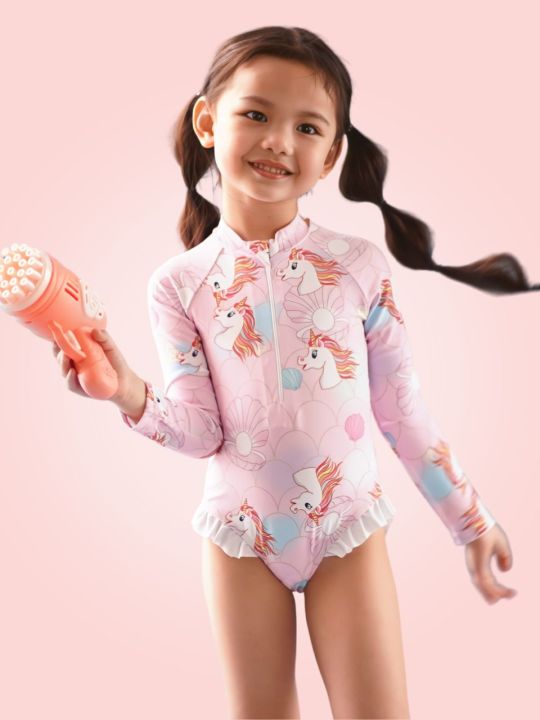 Little Paddler Swimsuit for Kids Little Kaylee Unicorn Baby Pink