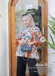 Blouse Batik Wanita Atasan Blus Batik Couple lengan panjang Seragam Kerja Kantor Atasan Batik Dolby Dolbi Dobby Doby Tenun Sutra Tulis Halus Katun ATBM Baron SarImbit Atasan NAVI Batik Wanita Atasan Batik