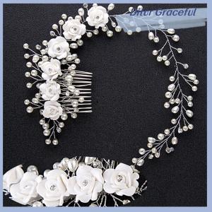 Ditur เครื่องประดับผมแต่งงานสุดหรูสำหรับเจ้าสาวหวีผมมุกทำมือเครื่องประดับผมใหม่