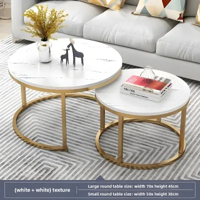 SiamHome Meja Kopi Nordic round coffee table Modern minimalist Marble side table Living room coffee table Furniture Ruang Tamu Meja 客厅桌 茶几桌