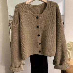 áo len nữ form rộng tăm cộc tay trễ vai mỏng cổ lọ áo khoác carigan thom browne local brand ngắn tay dày hàn quốc bigsize cột dây Thường Ngày Cổ Tròn Phong Cách Hàn Quốc Áo Len Nữ Cardigan Áo Dệt Kim Dài Tay Phong Cách Lười Mẫu Mới Xuân Thu Áo Cao Cấp
