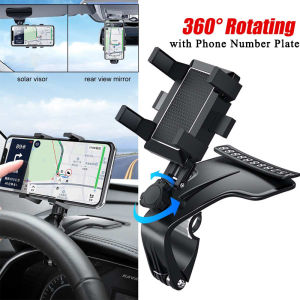 Universal 360° Rotation Car Phone Holder Dashboard Multifunctional Car Cellphone Holder with Phone Number Plate Sturdy Adjustable Cellphone Holder for Car Dashboard Sun Visor Rearview Mirror Computer