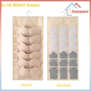 Pouch Hanging Organizer Rak Gantung Kain 2 Sisi Tempat Kaos Kaki Celana Dalam Bra Multifungsi