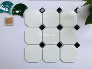Gạch mosaic trang trí cao cấp bát giác trắng