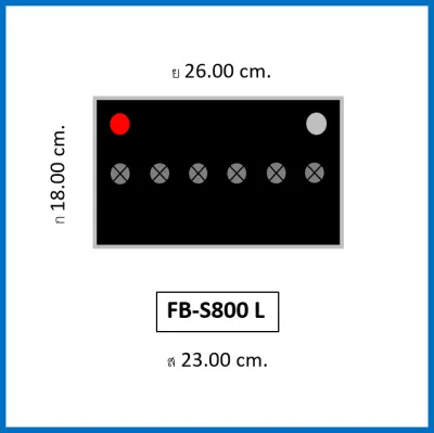(รับประกัน15เดือน) แบตเตอรี่รถยนต์ FB รุ่น S800L / R MF 65Ah. พร้อมใช้ ไม่ต้องเติมน้ำ /สำหรับเก๋ง