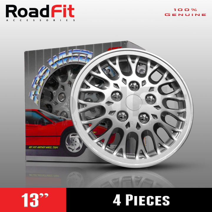 Wheel Rim Cover 13 Inches Silver Charcoal, With Retention Ring, 4