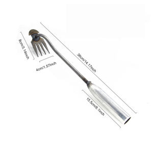 New Weeding Artifact Uprooting Weeding Tool Manganese Steel Forged Weed Puller 4 Teeth Dual Purpose Weeder Hand Weeder Tool for Garden Yard Farm Weed Removal (Iron )