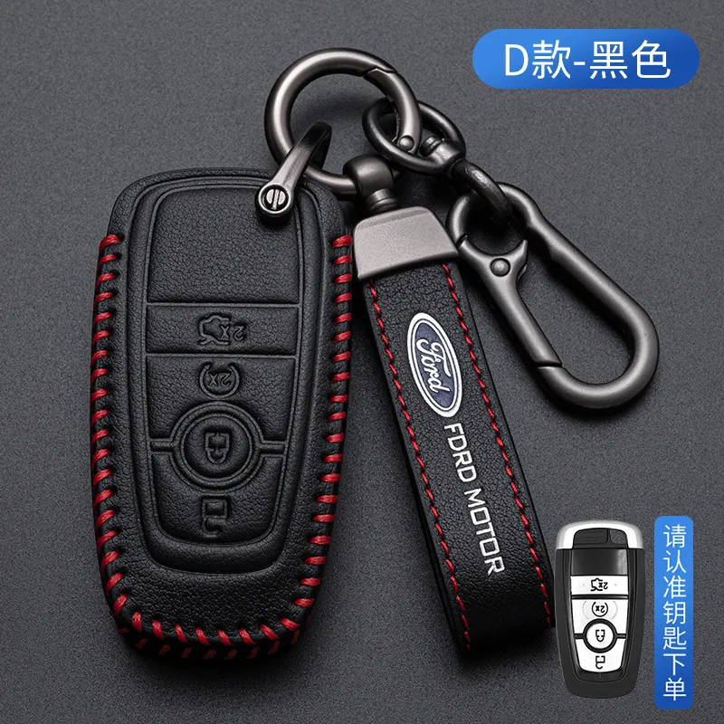 Genuine Leather Smart Folding Flip Car Key Case Cover Shell Keychain For  Ford Ranger Wildtrak Ecosport