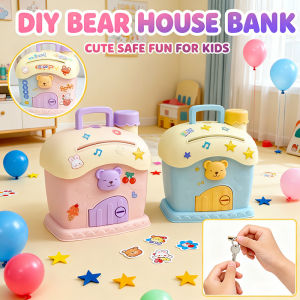 DIY Cute Bear House Piggy Bank Toy Coin Banks Save Money Box for Kids Girls Boys Gifts Kids Toys