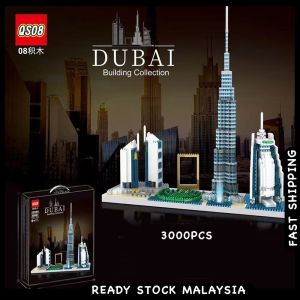 QS08 Dubai City Skyline Burj Khalifa Burj Al Arab Frame UAE 3000pcs Architecture Collection Building Blocks Toys Kids
