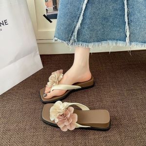 Free Shipping Floral Flip-Flops For Women Summer Outdoor Wear New Fashion Wedge Heel Thick-Soled Non-Slip Beach Sandals