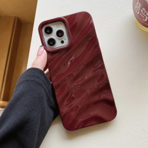 【New】 Three-dimensional Wave Light Oil Shining Pink Solid TPU Phone Case For iPhone 6 7 8 X XS XR 11 12 Series