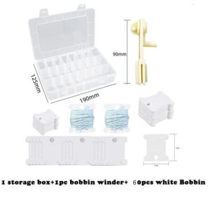 Plastic Bobbins and Bobbin Winder Set Spool Thread Card Embroidery Floss DIY Stitch Thread Organizer Holder Sewing Tools