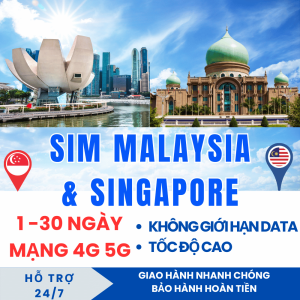 SIM Du Lịch Singapore & Malaysia – Hỗ Trợ Kích Hoạt Trước Qua Sân Bay Là Có Mạng Dùng Ngay - Data Tốc Độ Cao 1-3GB Gói 1-30 Ngày Linh Hoạt Siêu Tiết Kiệm . FREESHIP - CHƯA KÍCH HOẠT